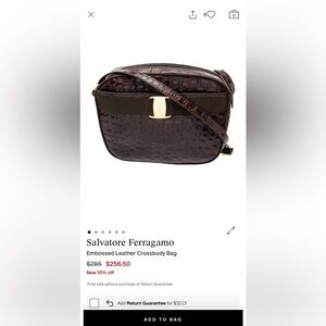 Salvatore Ferragamo Dark Brown Textured Crossbody Bag